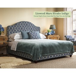 Barra Bed in Linwood Maru Hinako Indigo, Contrast Piped in Romo Linara Steel Blue