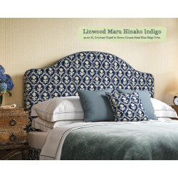 Barra Headboard in Linwood Maru Hinako Indigo, 91cm High, Contrast Piped in Romo Linara Steel Blue