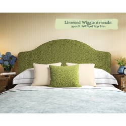 Barra Headboard in Linwood Wiggle Avocado, 99cm High, Self Piped Edge Trim