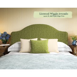 Barra Headboard in Linwood Wiggle Avocado, 94cm High, Self Piped Edge Trim