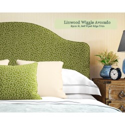 Barra Headboard in Linwood Wiggle Avocado, 89cm High, Self Piped Edge Trim