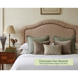 Single Tresco Headboard in Rose Uniacke Heavy Weight Linen Rum, Contrast Piped in COM with Matching Border