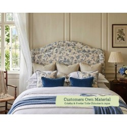 Emperor Tresco Headboard in Colefax & Fowler Toile Chinoiserie Aqua, with Self Piping and Matching Border