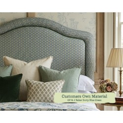 Emperor Tresco Headboard in GP&J Baker Dotty Blue Green, with Contrast Piping COM and Matching Border