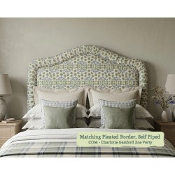 Small Double Tresco Headboard in Charlotte Gaisford Zoe Verty, Self Piped with Matching Pleated Border