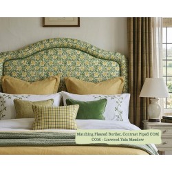 Single Tresco Headboard in Linwood Yala Meadow, with Contrast Piping COM and Matching Border