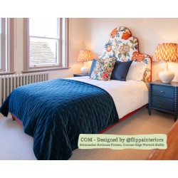 Eigg Bed in COM Schumacher Hothouse Flowers, edge in Warwick Slubby Linen Cayenne - Designed by Flippa Interiors Ltd