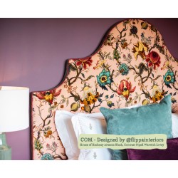 Samson Headboard in COM House of Hackney Artemis Velvet Blush, Contrast Edge in Warwick Lovey - Designed by Flippa Interiors Ltd