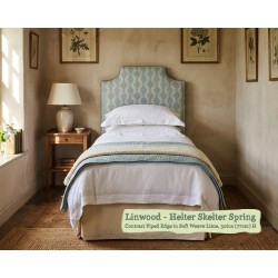 Single Farne Headboard in Linwood Helter Skelter Spring, Contrast Piped in Soft Weave Lime, 77cm High