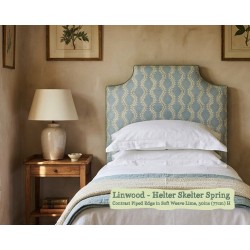 Single Farne Headboard in Linwood Helter Skelter Spring, Contrast Piped in Soft Weave Lime, 77cm High