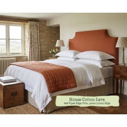 Small Double Farne Headboard in House Cotton Lava, Self Piped, 77cm High