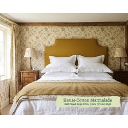 Small Double Farne Headboard in House Cotton Marmalade, Self Piped, 77cm High