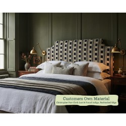 Kingsize Farne Headboard in Customers Own Material - Christopher Farr Cloth Indigo, Backtacked Edge Trim, 77cm High