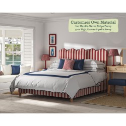 Euro King Solas Headboard in Ian Mankin Devon Stripe Peony Contrast Piped Edge in Peony 77cm High