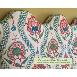 Euro King Solas Headboard in Charlotte Gaisford Chintzy Blue, Customers Own Trim Edge Finish, 77cm High