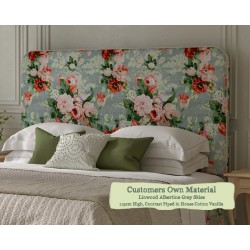 Euro King Headboard Faray Linwood Albertine Grey Skies 115cm Height Contrast Piped House Cotton Vanilla