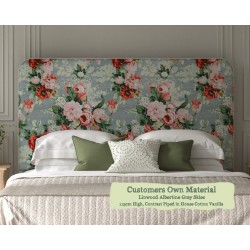 Euro King Headboard Faray Linwood Albertine Grey Skies 115cm Height Contrast Piped House Cotton Vanilla