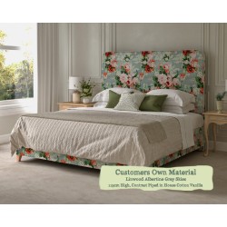 Euro King Headboard Faray Linwood Albertine Grey Skies 115cm Height Contrast Piped House Cotton Vanilla