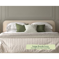 Euro King Headboard Faray Large Boucle Ivory 61cm Height Back Tacked Edge