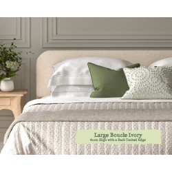 Euro King Headboard Faray Large Boucle Ivory 61cm Height Back Tacked Edge