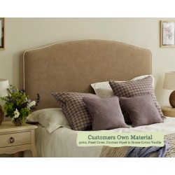 Euro King Caldey Headboard Customers Own Material 30ins Fixed Cover Contrast Piped HC Vanilla