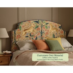Euro King Headboard Puffin Zoffany Arden Tapestry Contrast Piped Moons Wool Melton Pacific
