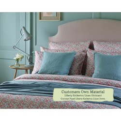 Euro King Headboard Puffin Liberty Emberton Linen Ointment Contrast Piped Liberty Emberton Linen Down