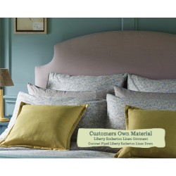 Euro King Headboard Puffin Liberty Emberton Linen Ointment Contrast Piped Liberty Emberton Linen Down
