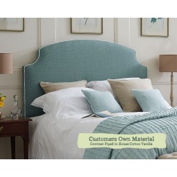 Euro King Headboard Puffin Customers Own Material Contrast Piped House Cotton Vanilla