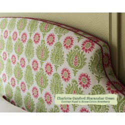Euro King Headboard Puffin Charlotte Gaisford Sharanshar Green Contrast Piped Strawberry