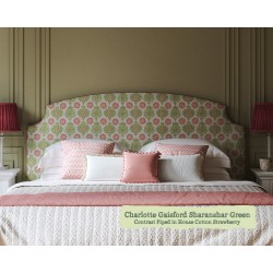 Euro King Headboard Puffin Charlotte Gaisford Sharanshar Green Contrast Piped Strawberry
