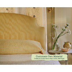 Euro King Headboard in Colefax & Fowler Eaton Plain Ochre, Self Piped Edge Finish