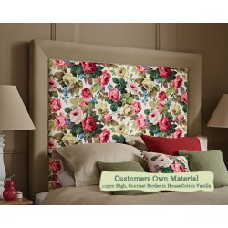 Euro King Headboard Ghia Centre Panel Customers Own Material 115cm High Contrast Border House Cotton Vanilla