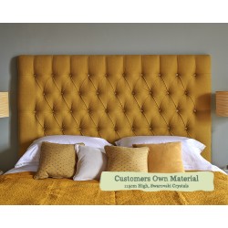 Euro King Deep Buttoned Headboard Iona Customers Own Material 115cm Height Swarovski Crystals