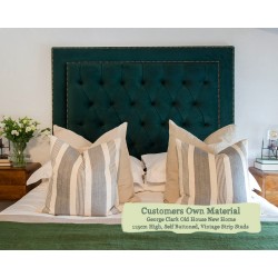 Euro King Headboard Easdale George Clark Old House New Home 115cm High Self Buttoned Vintage Strip Studs