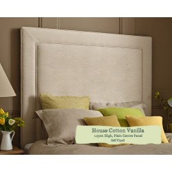 Euro King Headboard Jura House Cotton Vanilla 115cm Plain Centre Panel Self Piped