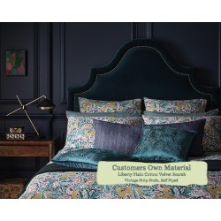 Euro King Headboard Kerrera Liberty Plain Cotton Velvet Scarab Vintage Strip Studs Self Piped