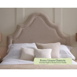 Euro King Headboard Bryher Romo Linara Chamois Contrast Piped House Cotton Vanilla