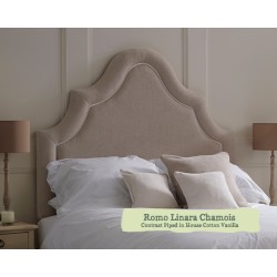 Euro King Headboard Bryher Romo Linara Chamois Contrast Piped House Cotton Vanilla