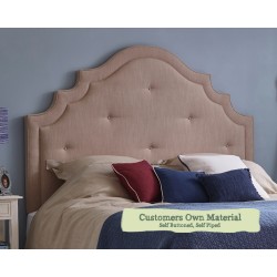 Euro King Bardsey Headboard in Customers Own Material, Self Buttoned & Self Piped