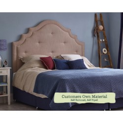 Euro King Bardsey Headboard in Customers Own Material, Self Buttoned & Self Piped