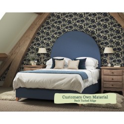 Euro King Headboard Mousa Customers Own Material Blue Back Tacked Edge
