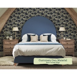 Euro King Headboard Mousa Customers Own Material Blue Back Tacked Edge