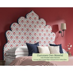 Euro King Headboard Lewis Julia Brendel Indian Summer Contrast Back Tacked Edge House Cotton Oxford Blue