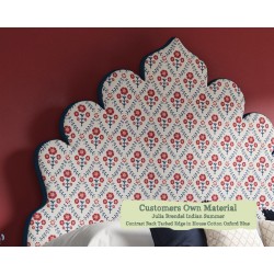 Euro King Headboard Lewis Julia Brendel Indian Summer Contrast Back Tacked Edge House Cotton Oxford Blue