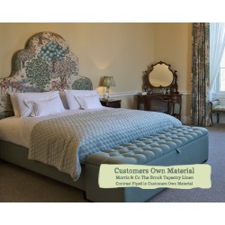 Euro King Headboard Eigg Morris & Co The Brook Tapestry Linen Contrast Piped COM