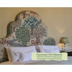 Euro King Headboard Eigg Morris & Co The Brook Tapestry Linen Contrast Piped COM