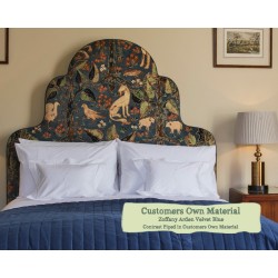 Euro King Headboard Eigg Zoffany Arden Velvet Blue Contrast Piped in COM