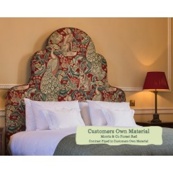 Euro King Headboard Eigg Morris & Co Forest Red Contrast Piped COM
