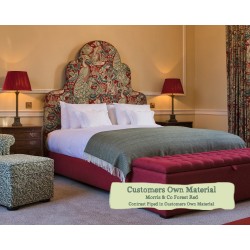 Euro King Headboard Eigg Morris & Co Forest Red Contrast Piped COM